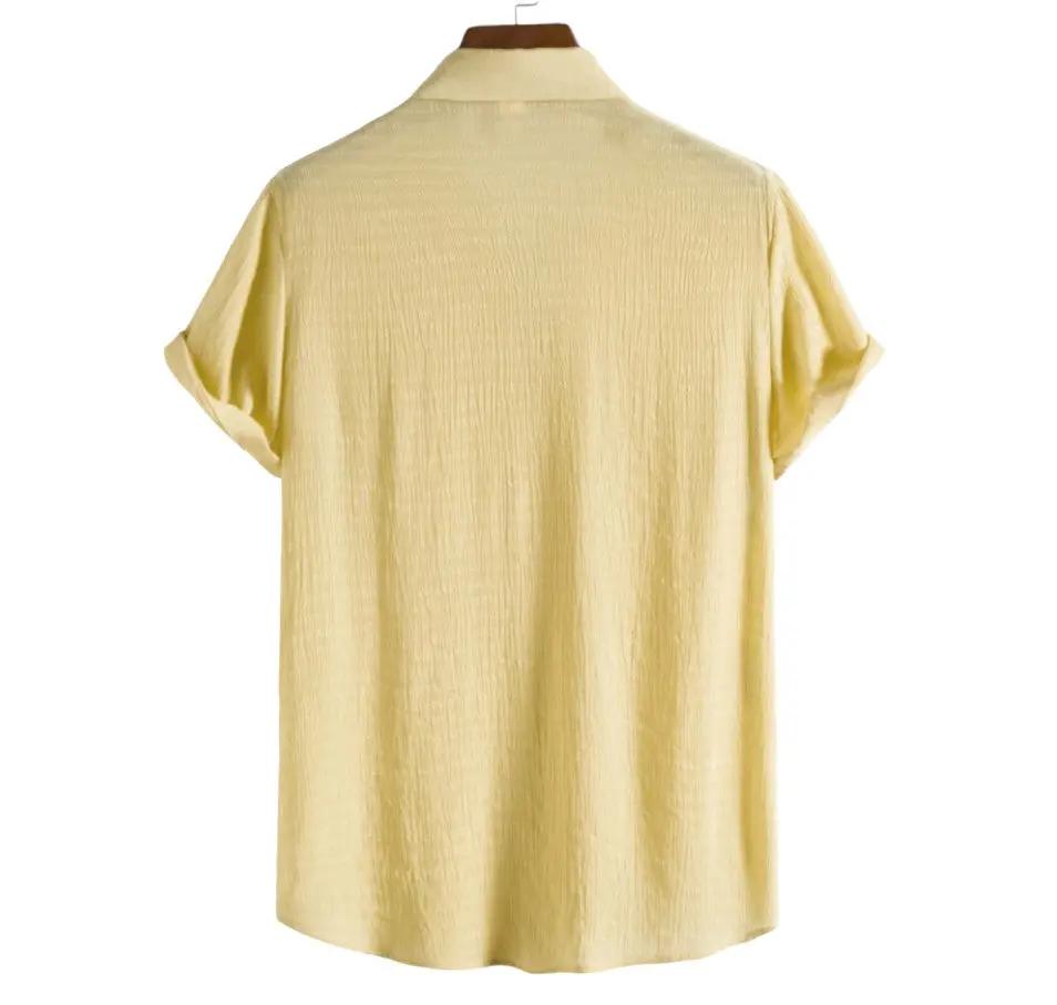 Solid Textured Beach Shirt, back view