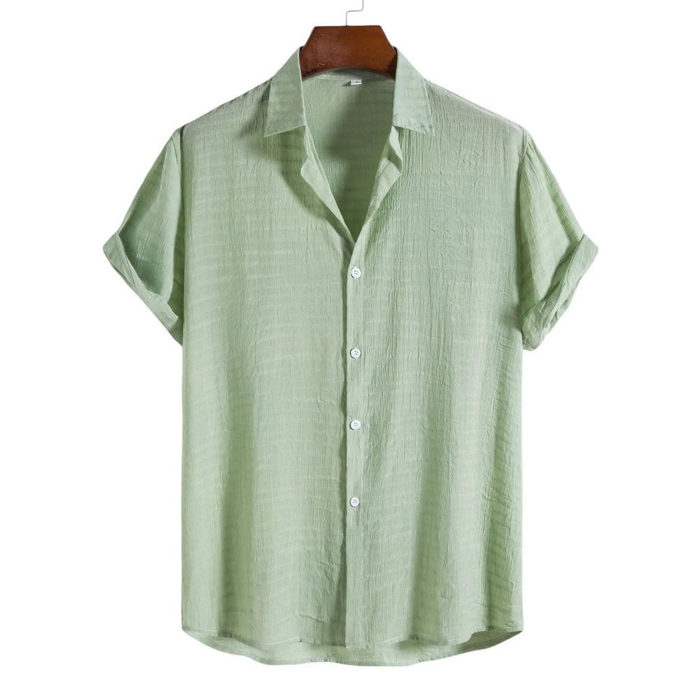 Solid Textured Beach Shirt, Light green option, front view