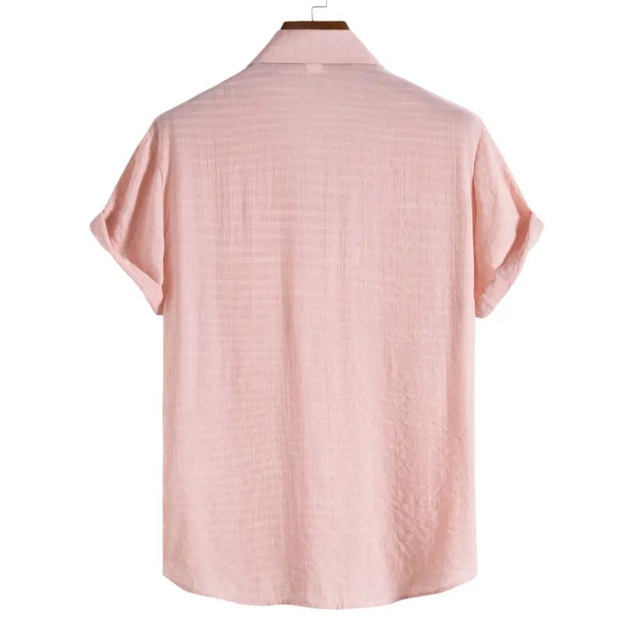 Solid Textured Beach Shirt, Salmon option, back view