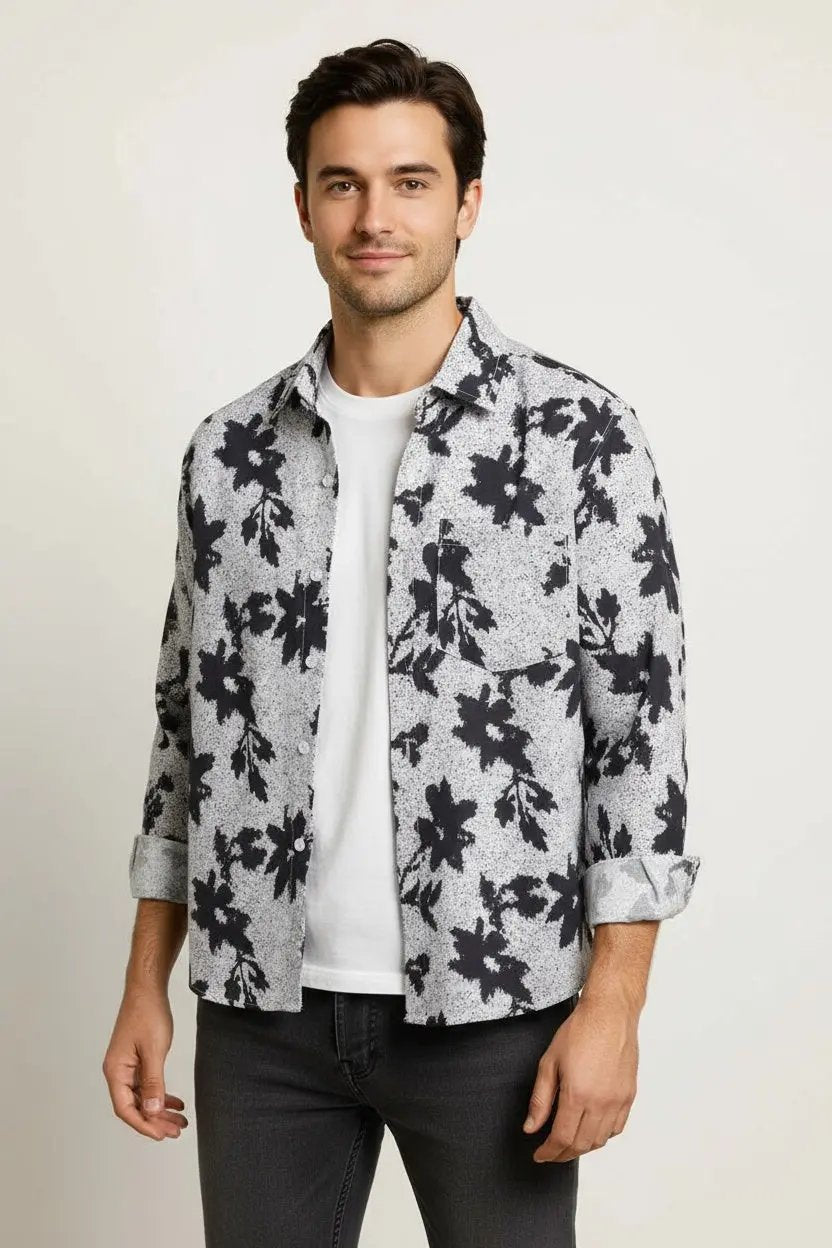 Printed Minimalist Long Sleeve Shirt Trendy Casual Dan Flashes