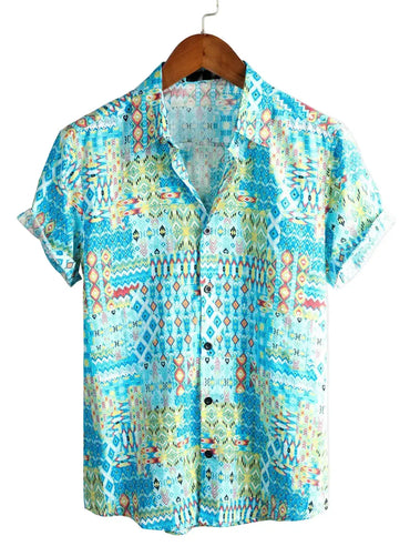 Retro Tribe Print Shirt for men in bamboo hemp - Dan Flashes