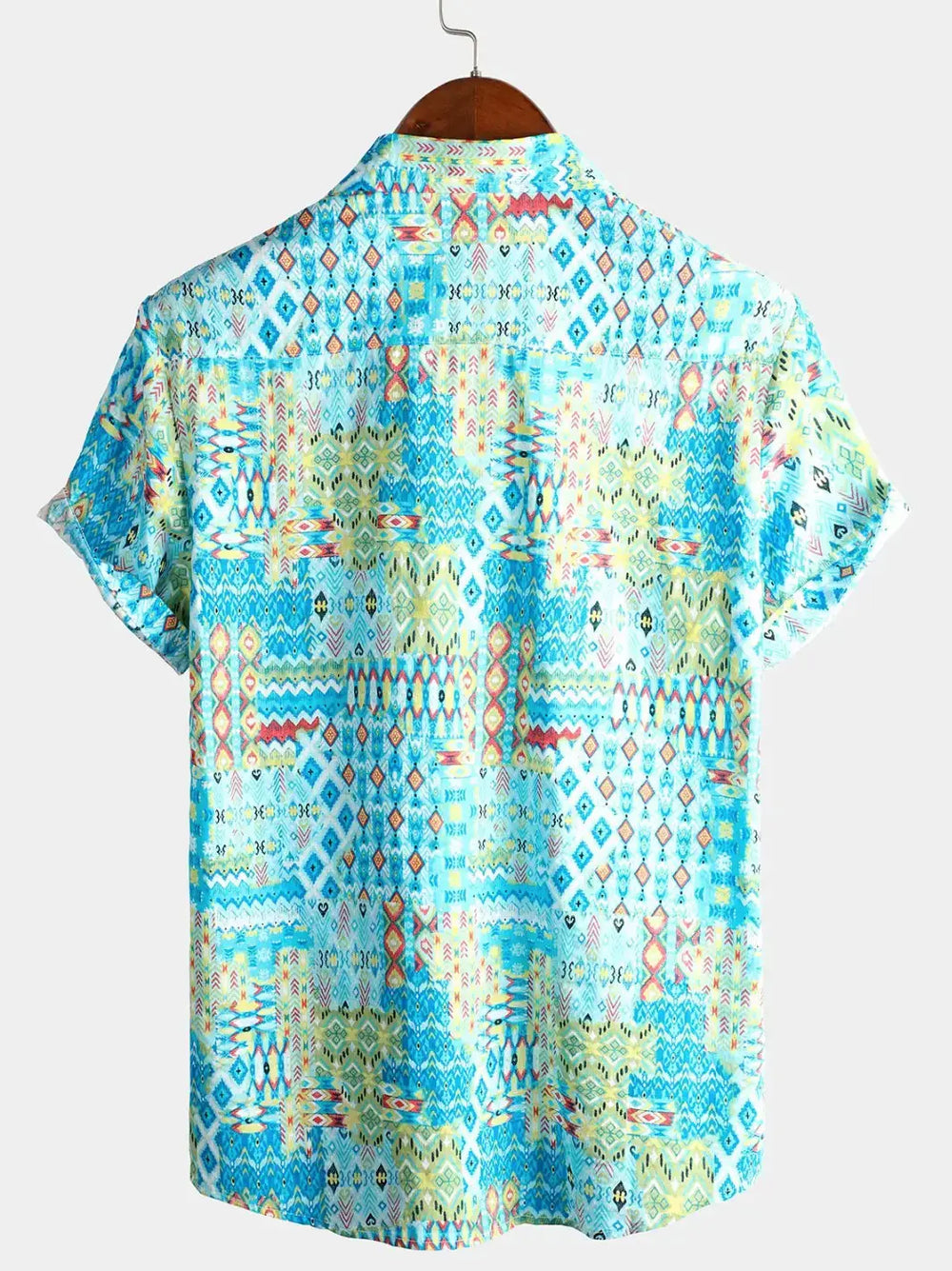Turquoise Border Print Shirt, back view