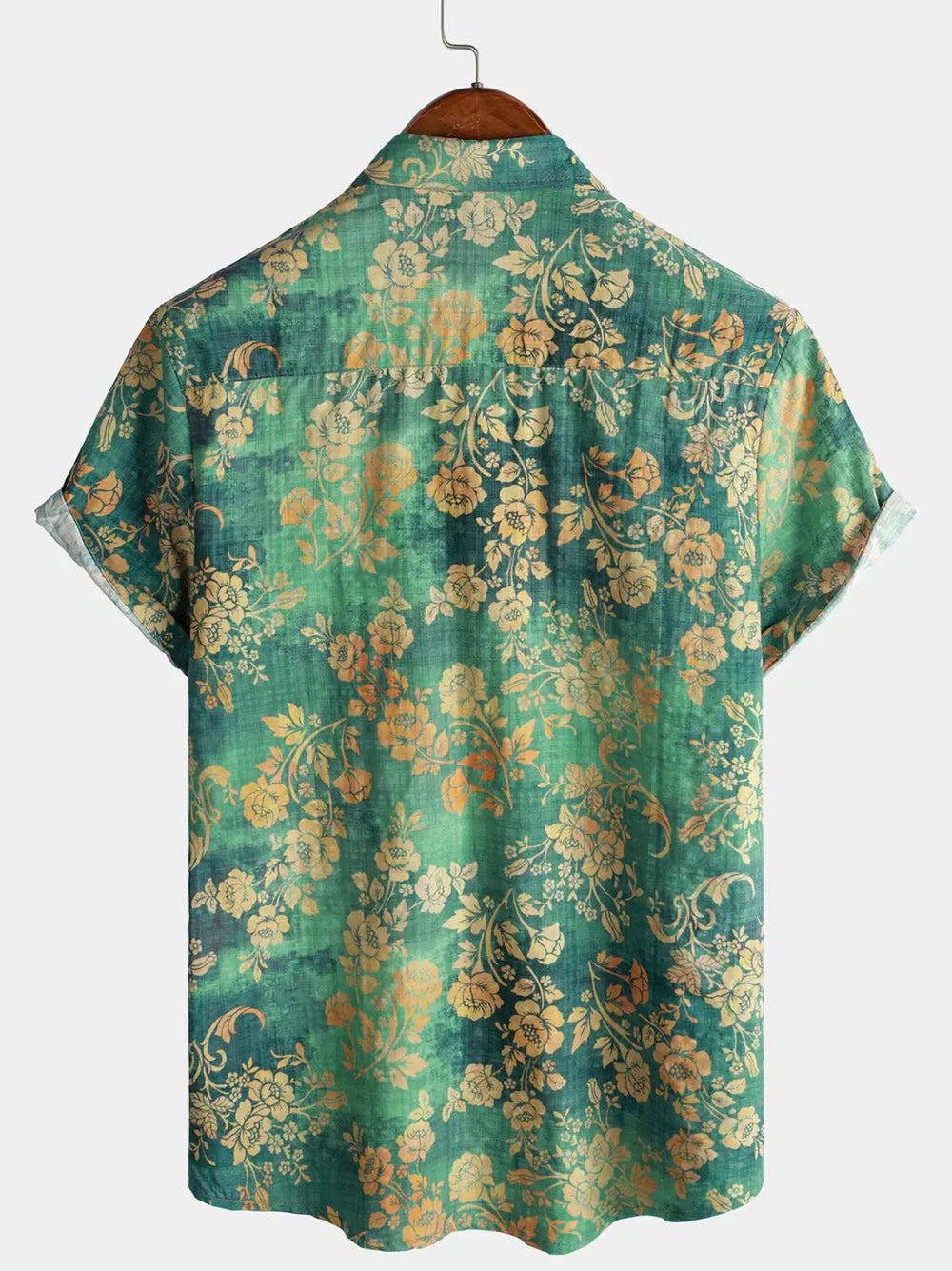 Green and Gold Ornamental Shirt, back view
