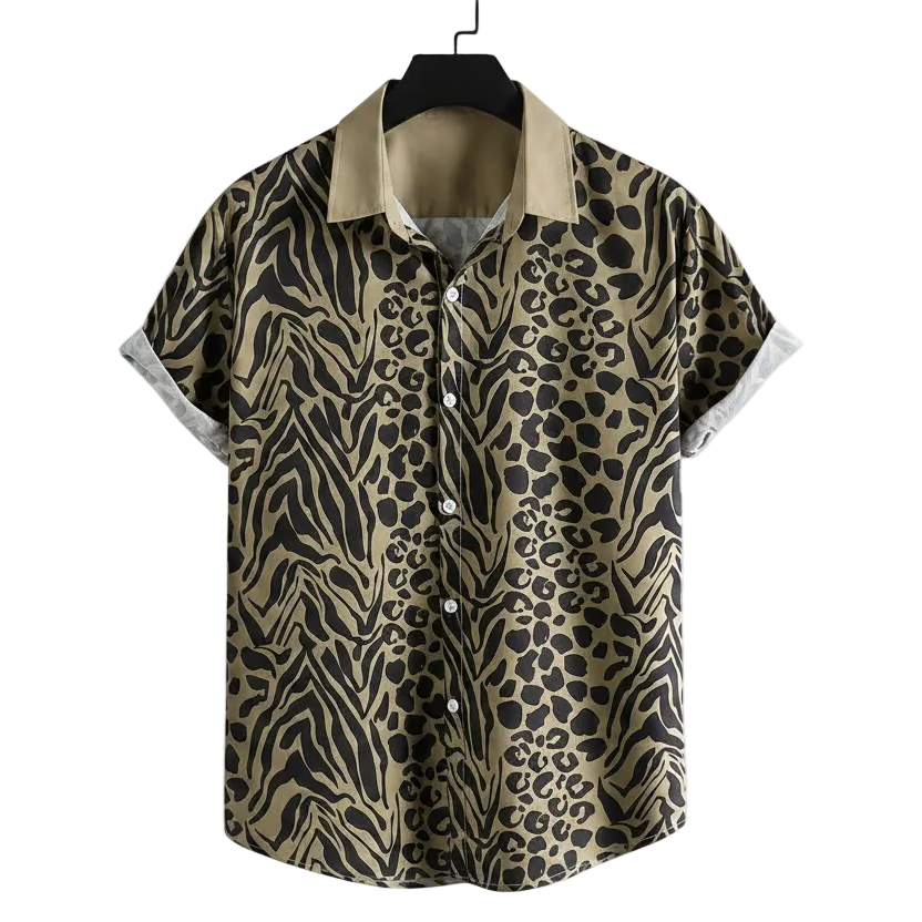 Animal print party shirt for men in cotton-linen - Dan Flashes