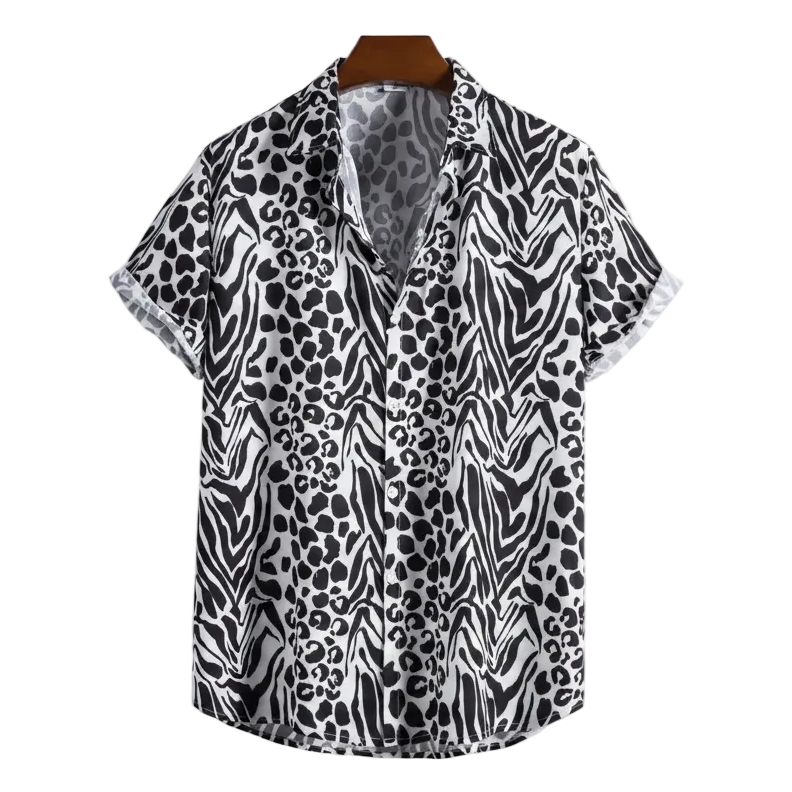 Animal print Hawaiian shirt for men in cotton-linen - Dan Flashes