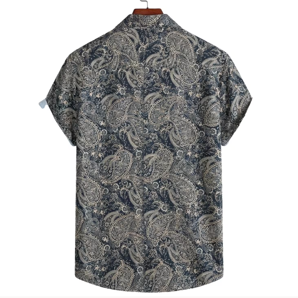 Dark Detailed Paisley Button-Up Shirt, back view