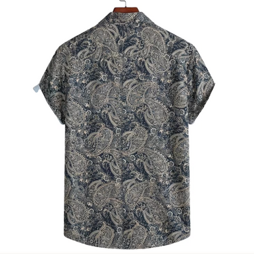 Mens paisley button up shirt, print detail - Dan Flashes