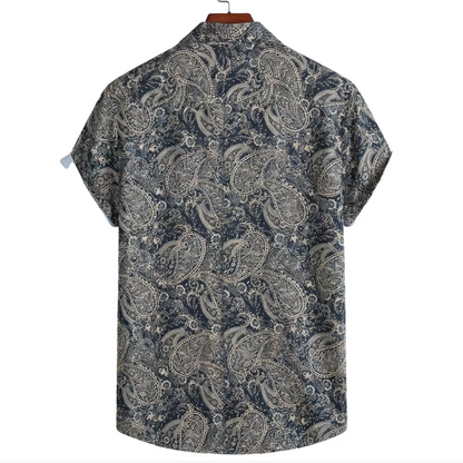 Mens paisley button up shirt, print detail - Dan Flashes