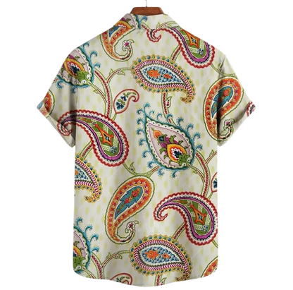 Mens paisley beach shirt, print detail - Dan Flashes