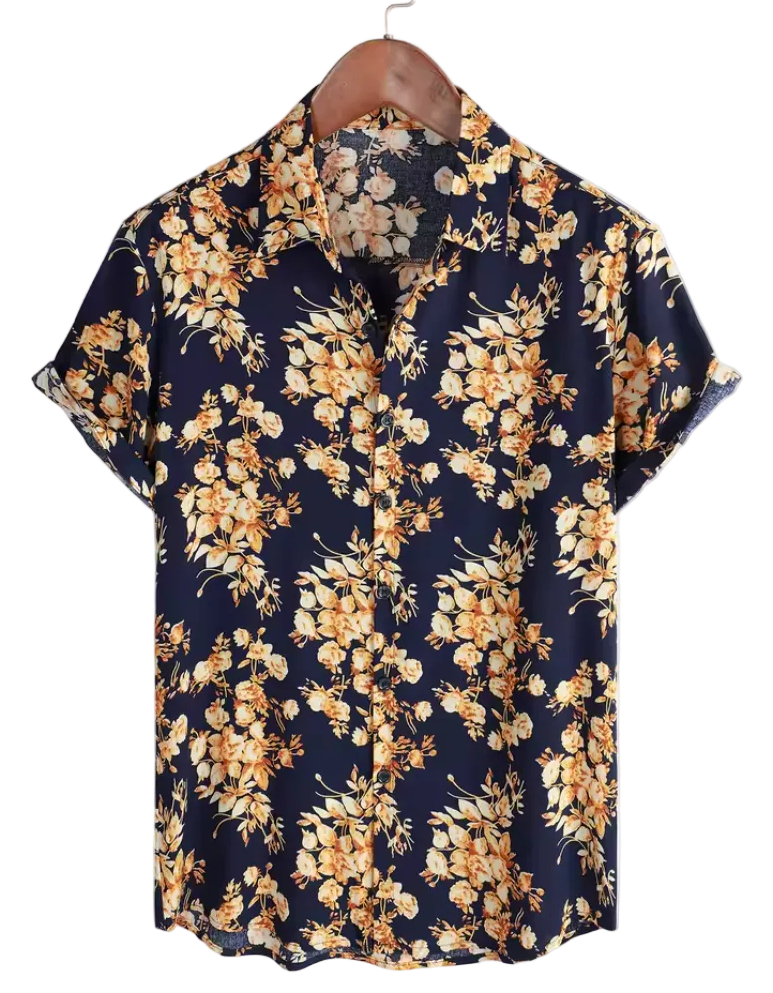 Floral print camp collar shirt for men in cotton-linen - Dan Flashes