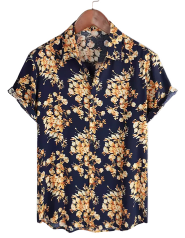 Floral print camp collar shirt for men in- - Dan Flashes
