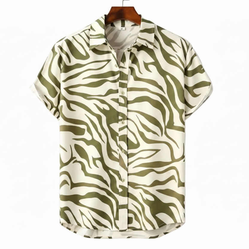 Zebra print Hawaiian shirt for men in cotton-linen - Dan Flashes