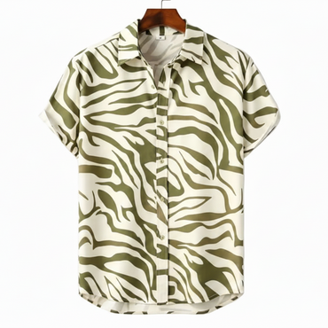 Zebra print Hawaiian shirt for men in- - Dan Flashes