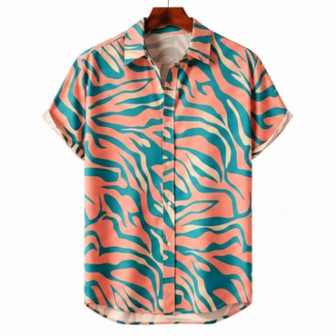 Zebra print band collar shirt for men in- - Dan Flashes
