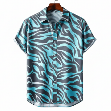 Zebra stripe beach shirt for men in- - Dan Flashes