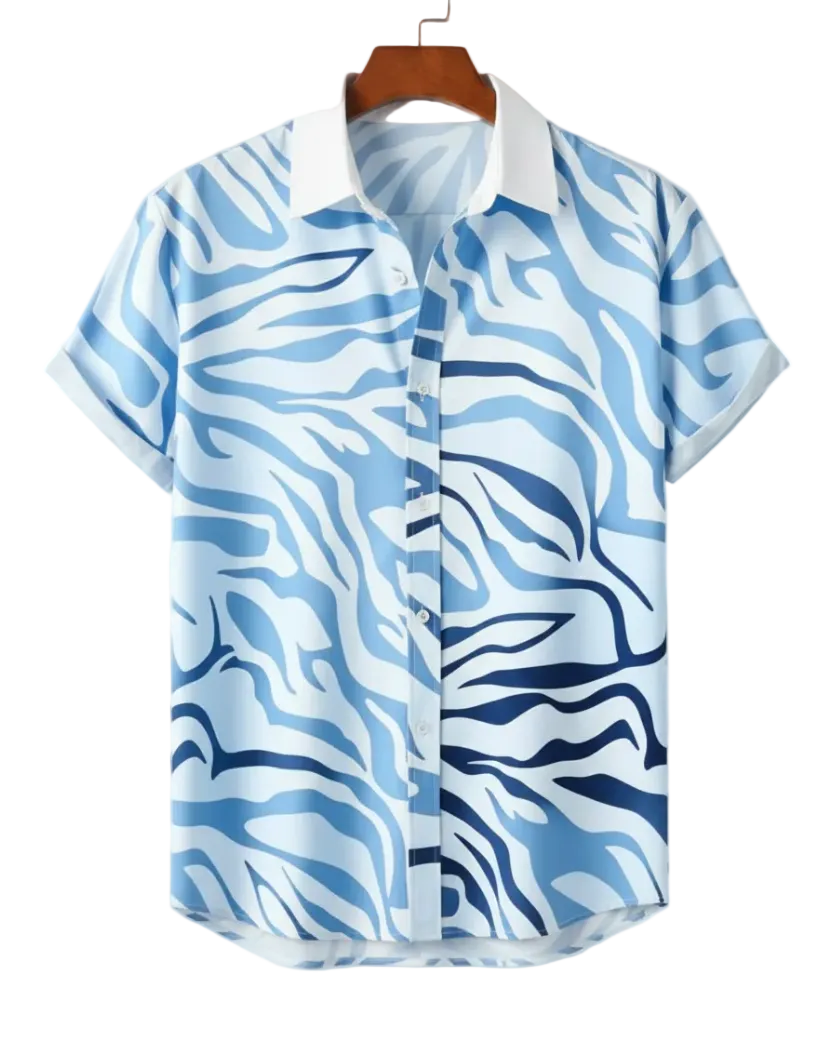 Zebra print camp collar shirt for men in cotton-linen - Dan Flashes