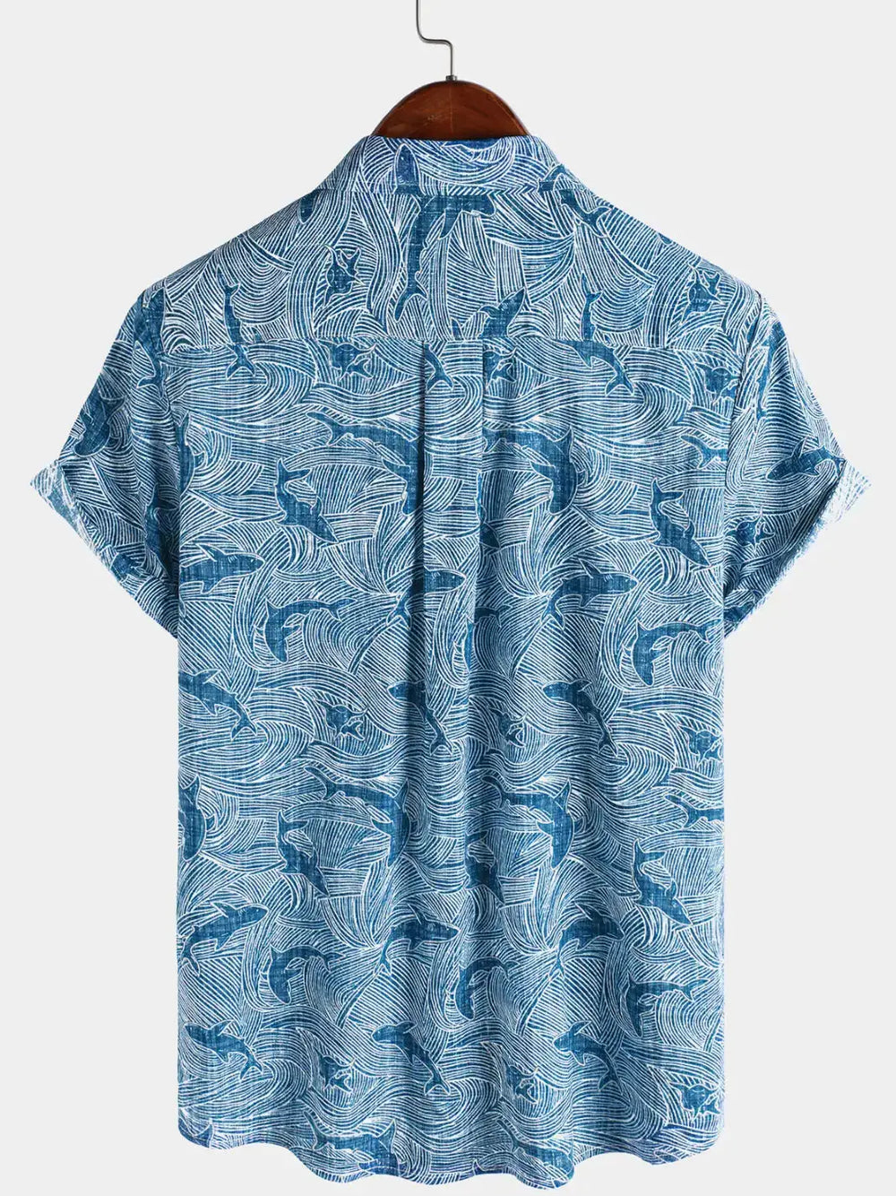 Shark Print Button-Up Shirt, back view