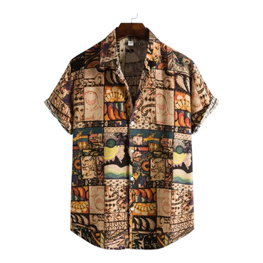 Short-Sleeve Hawaiian Shirt for men in cotton-linen blend - Dan Flashes