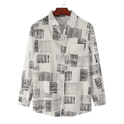 Slim Autumn Long Sleeve Shirt - 0 - Dan Flashes - White - Autumn Plaid Long Sleeve Slim Casual Shirt Men's Dan Flashes
