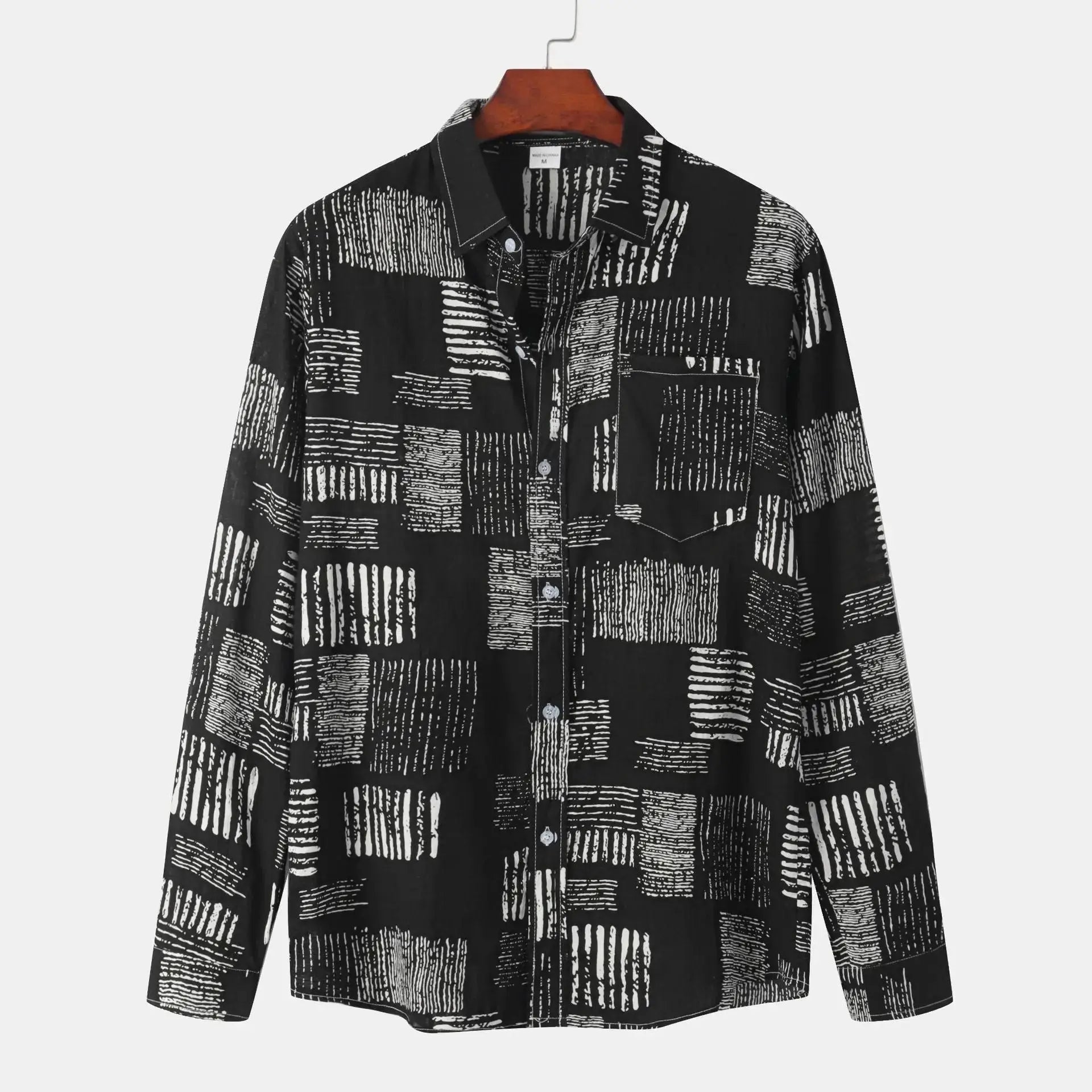 Slim Autumn Long Sleeve Shirt - 0 - Dan Flashes - Black - Autumn Plaid Long Sleeve Slim Casual Shirt Men's Dan Flashes
