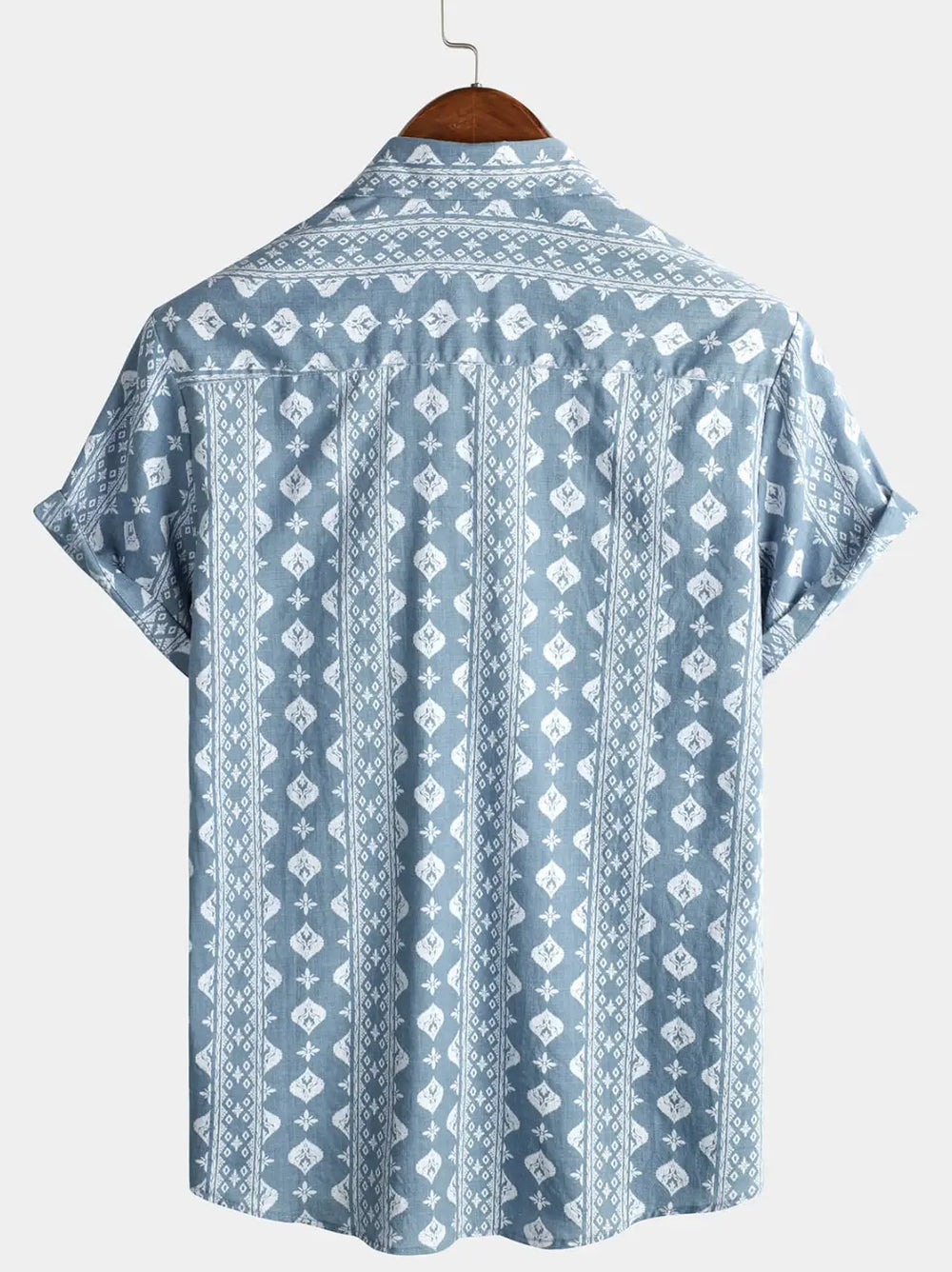 Blue Geometric Stripe Shirt, back view