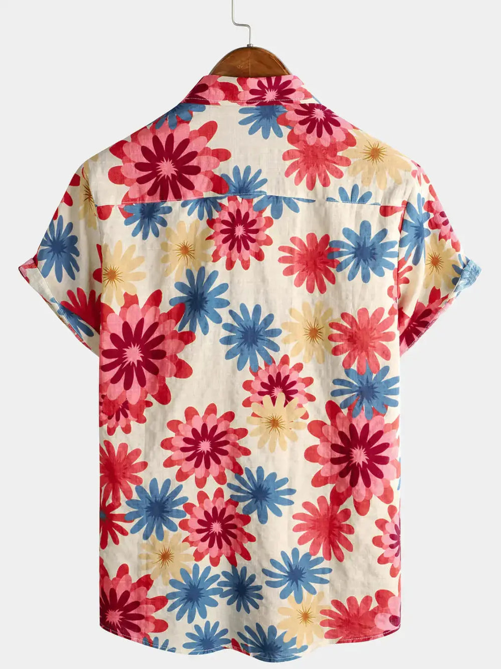 Multicolor Daisy Hawaiian Shirt, back view