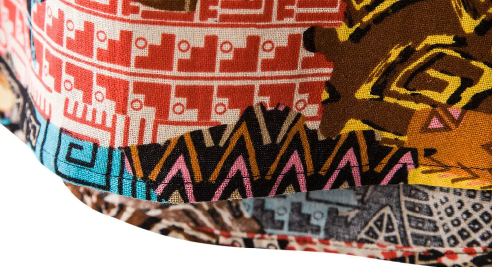 Multicolor Border Print Shirt, hem and pattern detail