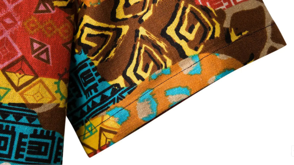Multicolor Border Print Shirt, sleeve and pattern detail