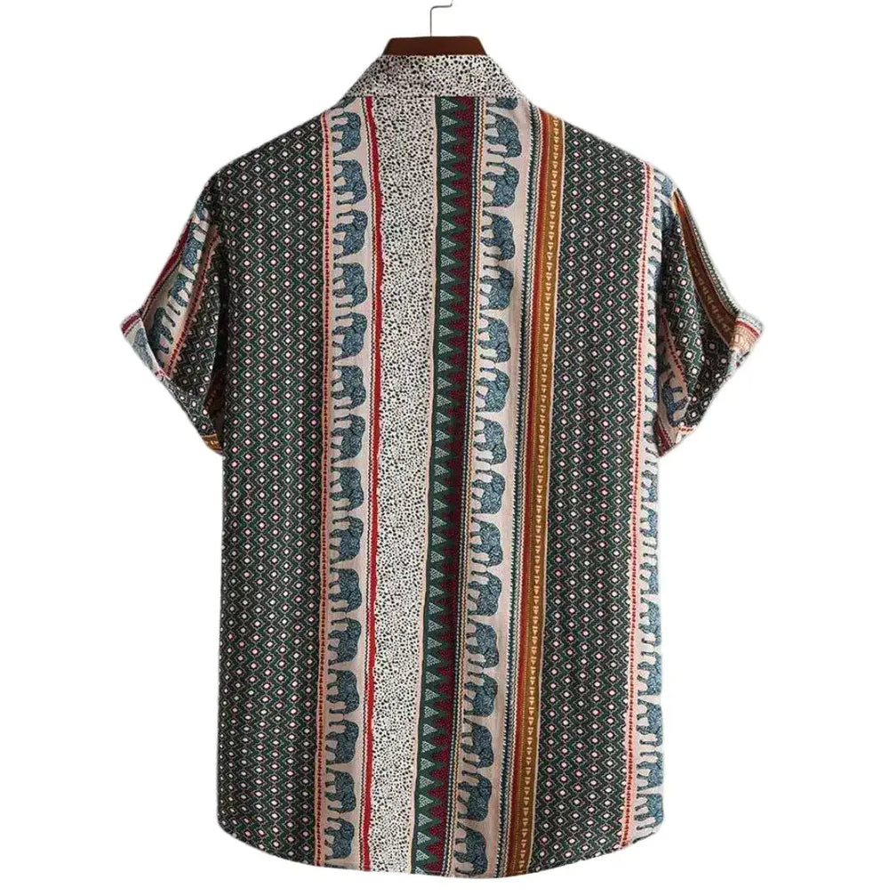 Vertical Border Pattern Hawaiian Shirt, back view
