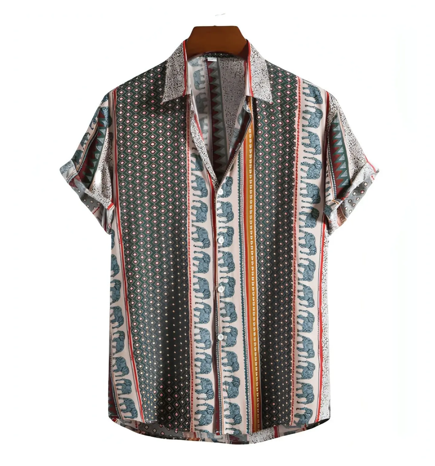 Buy Unique Elephant Pattern Button Up Shirt at Dan Flashes - Elevate Your Wardrobe!
