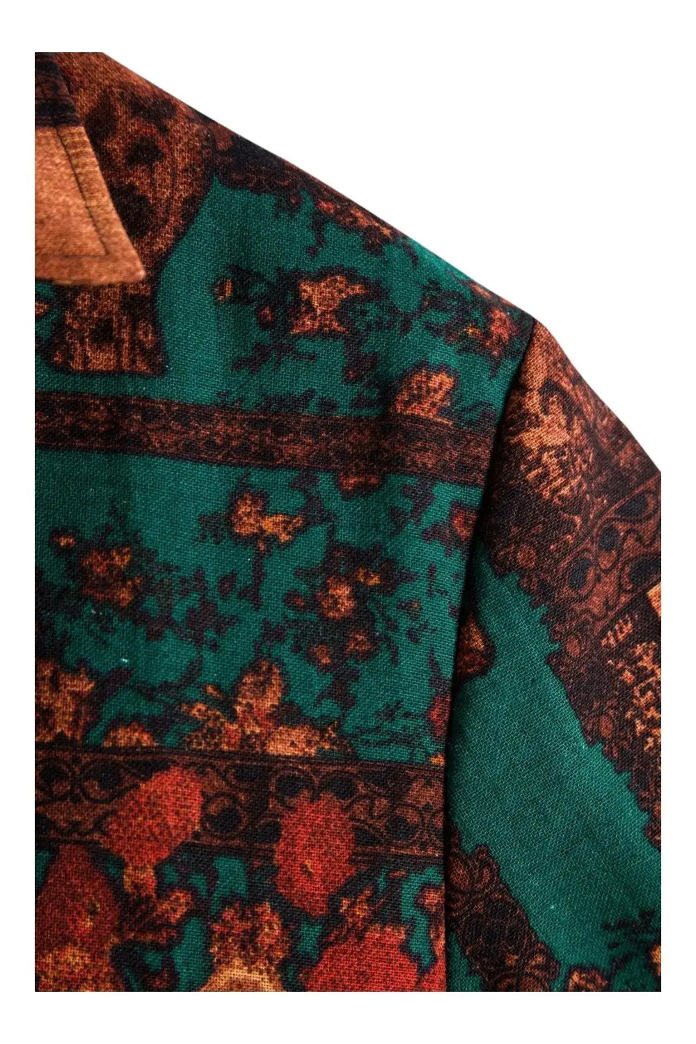 Dark Floral Panel Hawaiian Shirt, sleeve and pattern detail