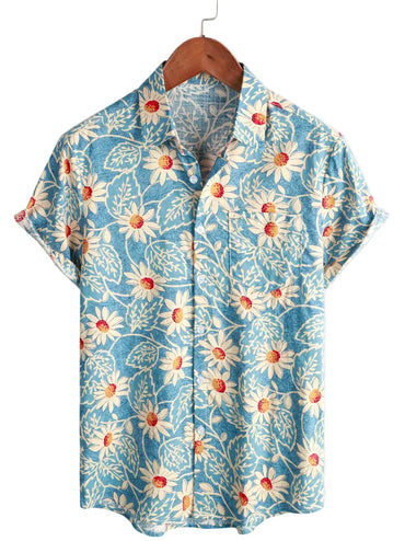 Holiday Floral Resort Shirt for men in cotton-linen blend - Dan Flashes