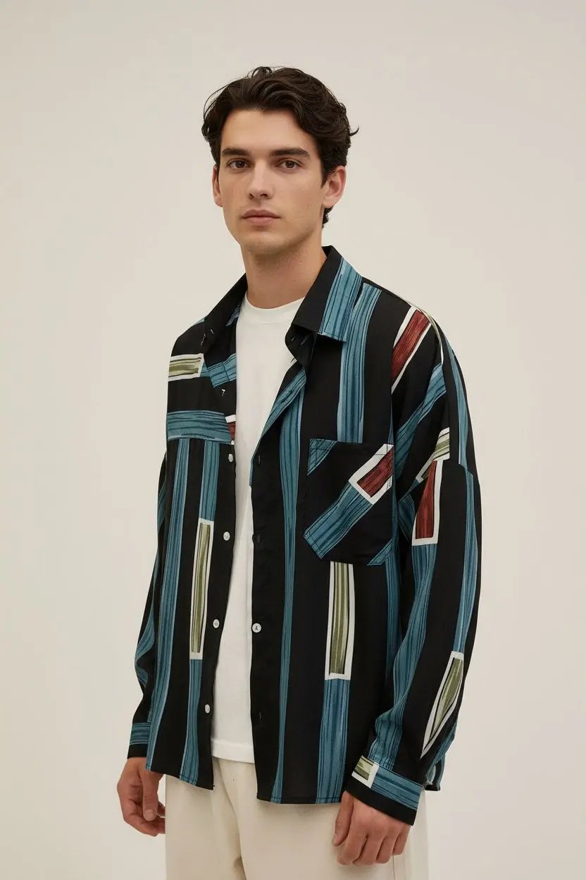 Summer Shirt Long Sleeve Motif Print Dan Flashes