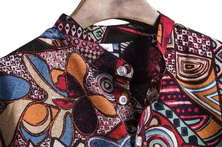 Abstract Medallion Pattern Shirt, collar detail