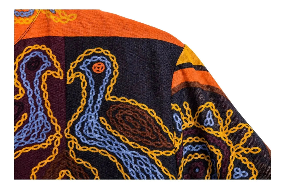 Orange Graphic Panel Shirt, pattern and fabric detail
