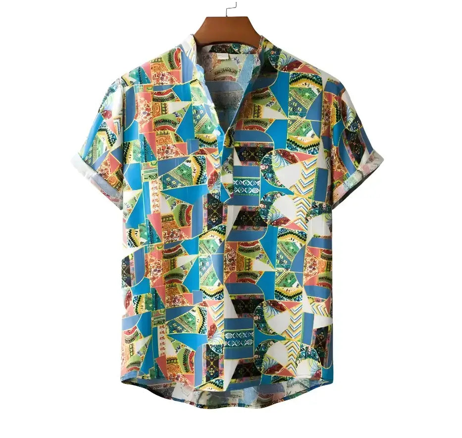 Multicolor Geometric Tile Shirt, Light option, front view