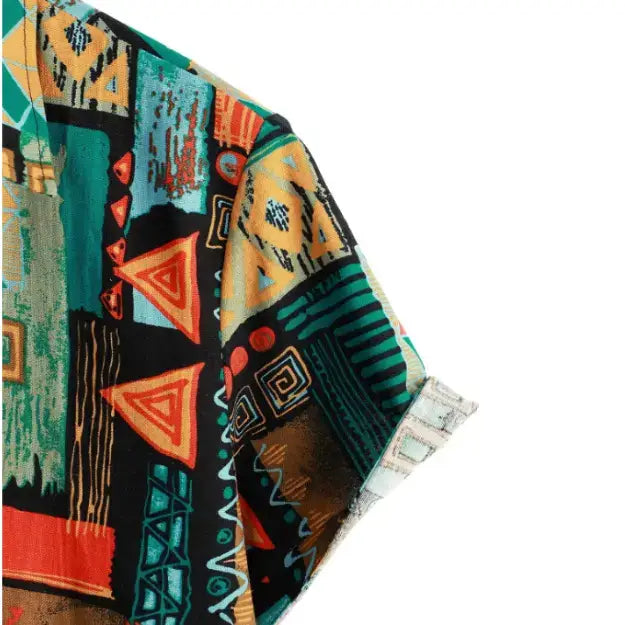 Geometric Panel Vacation Shirt, sleeve and pattern detail