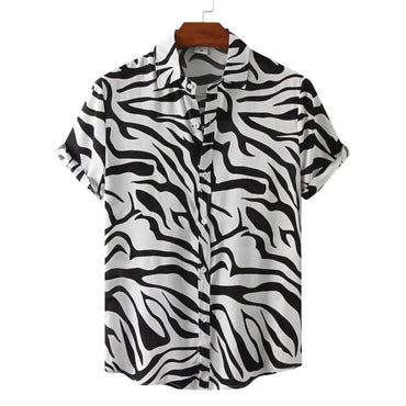 Zebra Print Button-Up Shirt for men in cotton-linen blend - Dan Flashes