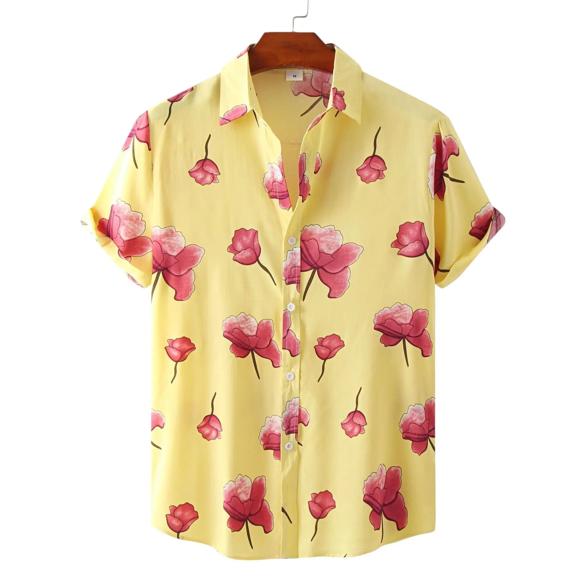 Bamboo Hemp Shirts for Men - Shirt - Dan Flashes - Medium - Bamboo hemp floral shirts for men - Dan Flashes