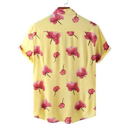 Bamboo Hemp Shirts for Men - Shirt - Dan Flashes - Medium - Bamboo hemp floral shirts for men - Dan Flashes