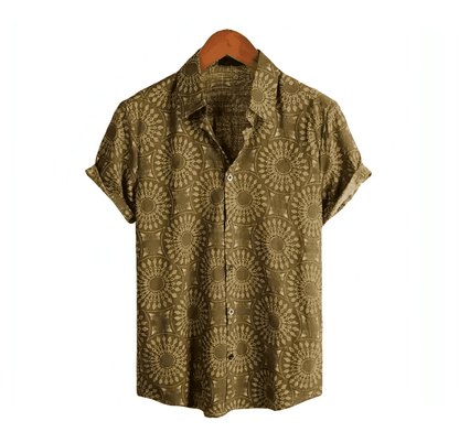 Button up Shirts - Hawaiian Shirts - Beach Shirts - Shirt - Dan Flashes - Tan - Buy Unique Men's Patterned Button Up Shirts at Dan Flashes - Elevate Your Style!