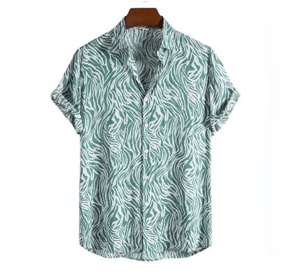 Mens Beach Shirts - Hawaiian shirts - Cheetah - Shirt - Dan Flashes - Blue - A Tiger Print Shirt (More Colors) - Dan Flashes - Shirt