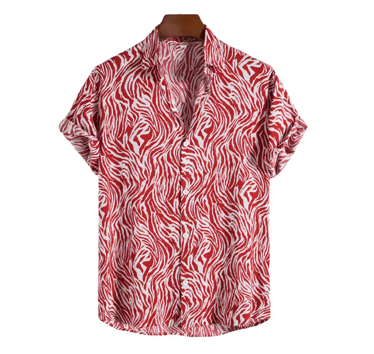 Mens Beach Shirts - Hawaiian shirts - Cheetah - Shirt - Dan Flashes - Red - A Tiger Print Shirt (More Colors) - Dan Flashes - Shirt