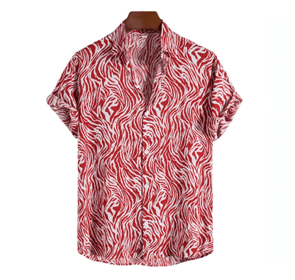 Mens Beach Shirts - Hawaiian shirts - Cheetah - Shirt - Dan Flashes - Red - A Tiger Print Shirt (More Colors) - Dan Flashes - Shirt