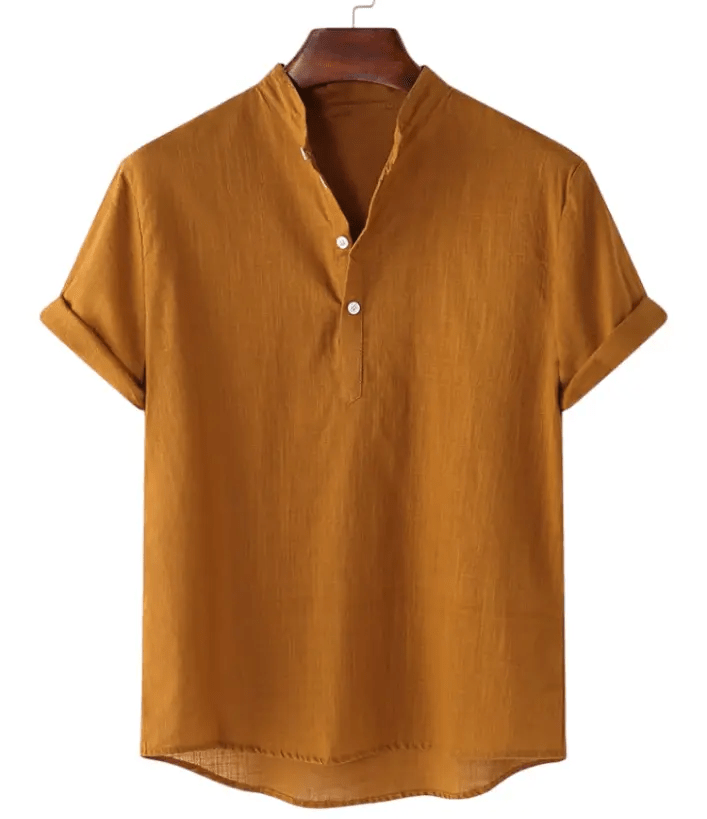 Mens Casual Button Up Shirts - Mens Linen Shirts - Beach Shirts - Shirt - Dan Flashes - Brown - Mens casual button up shirts - Mens linen shirts - Beach Shirts