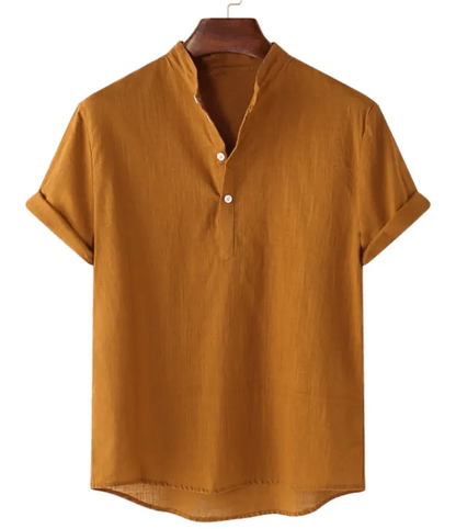 Mens Casual Button Up Shirts - Mens Linen Shirts - Beach Shirts - Shirt - Dan Flashes - Brown - Mens casual button up shirts - Mens linen shirts - Beach Shirts