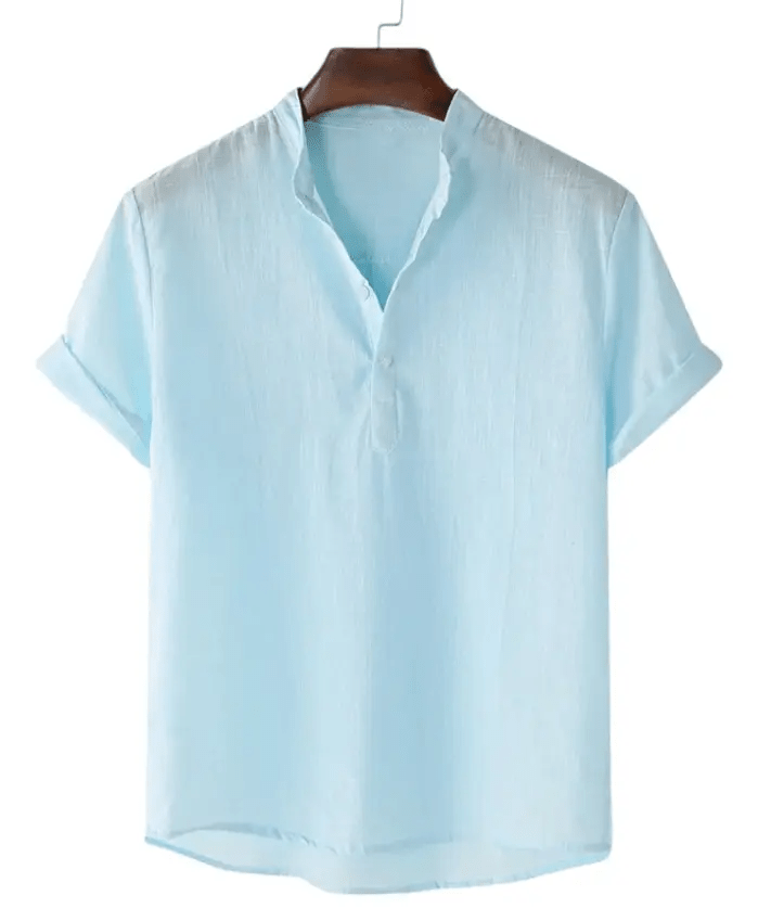 Mens Casual Button Up Shirts - Mens Linen Shirts - Beach Shirts - Shirt - Dan Flashes - Light Blue - Mens casual button up shirts - Mens linen shirts - Beach Shirts