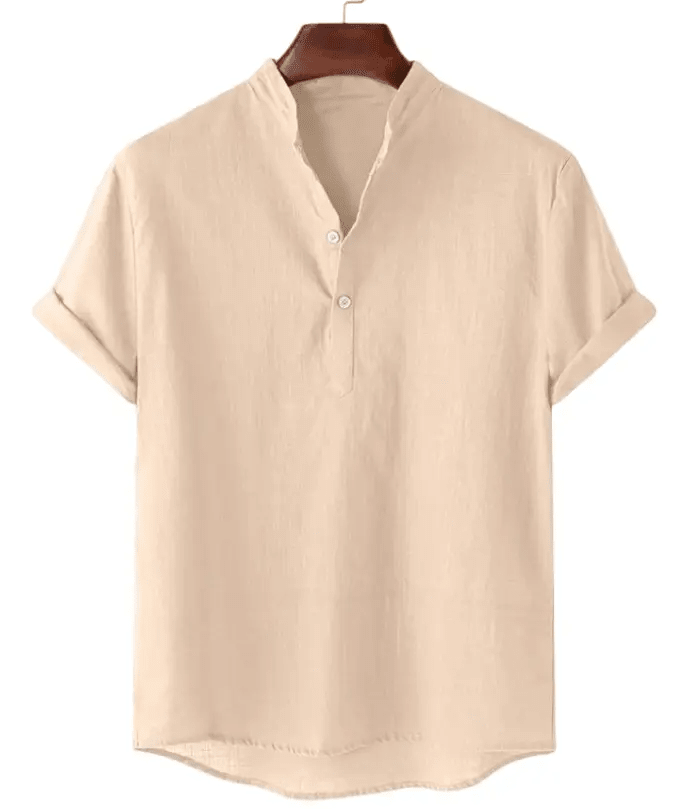 Mens Casual Button Up Shirts - Mens Linen Shirts - Beach Shirts - Shirt - Dan Flashes - Tan - Mens casual button up shirts - Mens linen shirts - Beach Shirts