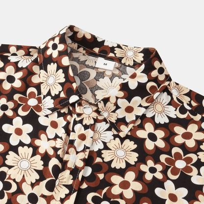 Mens Summer Button Up Shirt - Floral Pattern - Shirt - Dan Flashes - Medium - Mens summer button up shirt - Floral pattern - Dan Flashes