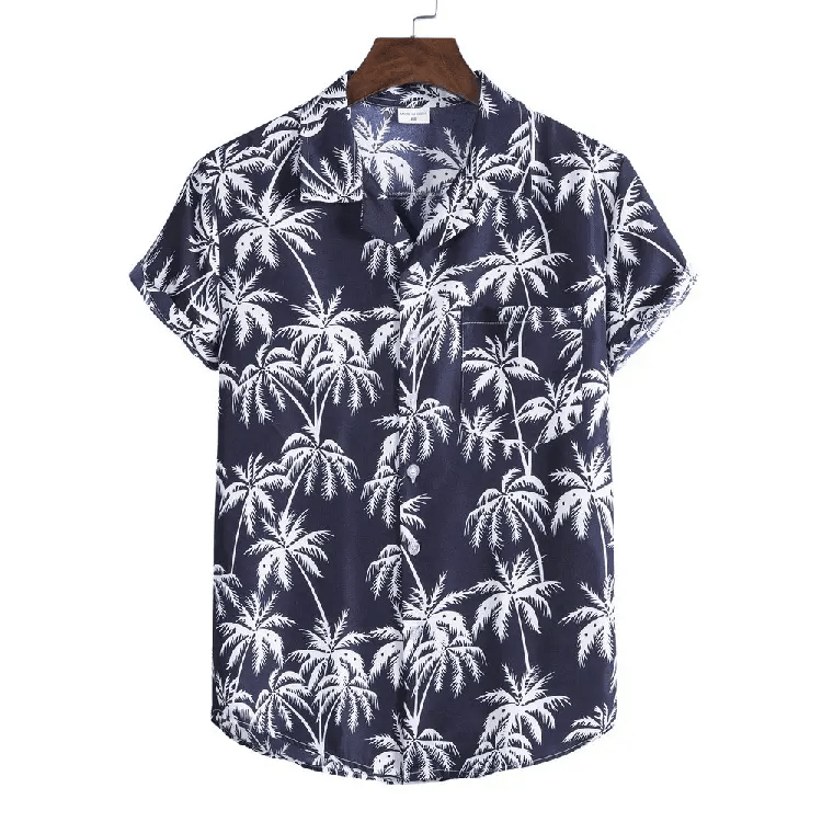 Palm Tree Button Up - Shirt - Dan Flashes - Dark Blue - Palm tree button up - Dan Flashes